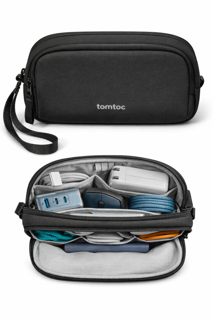 tomtoc electronic organizer travel case with dual compartments