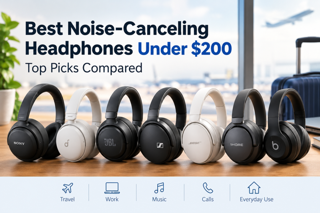 Best noise-canceling headphones under $200 compared for travel, work, and everyday use